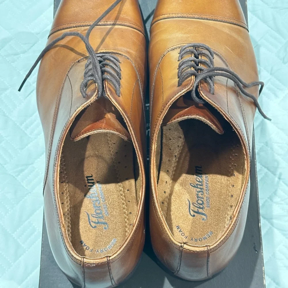 Florsheim Cap Toe Oxford Dress Shoes Brown Leather Size 11.5 D Mens Lace Up